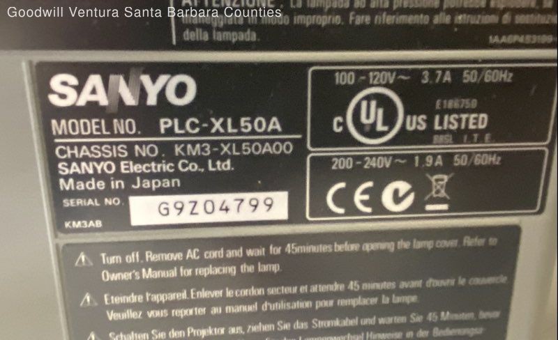 Nice Working Sanyo PLC-XL50A Conference Projector