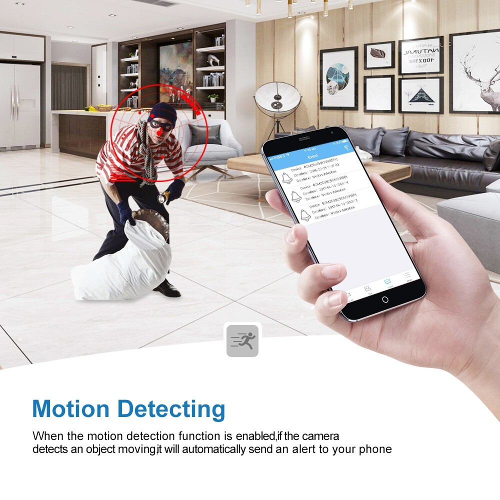 Mini Security Camera 720P HD WiFi Home Camera iOS Android Phone APP