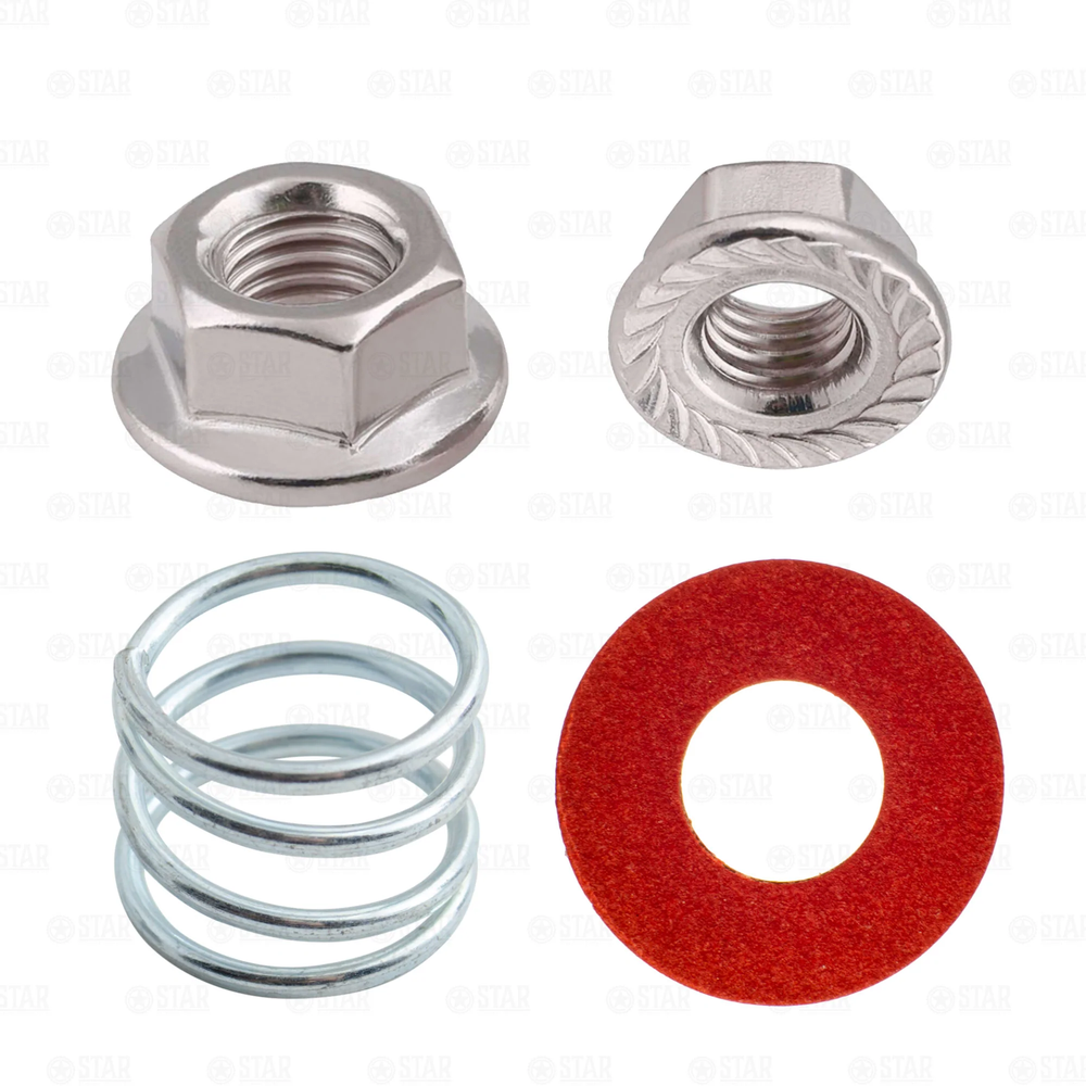 CO2 Tank Replacement Hand Wheel Handle M6 + 1/4" Nut + Spring Set Steel CHROME