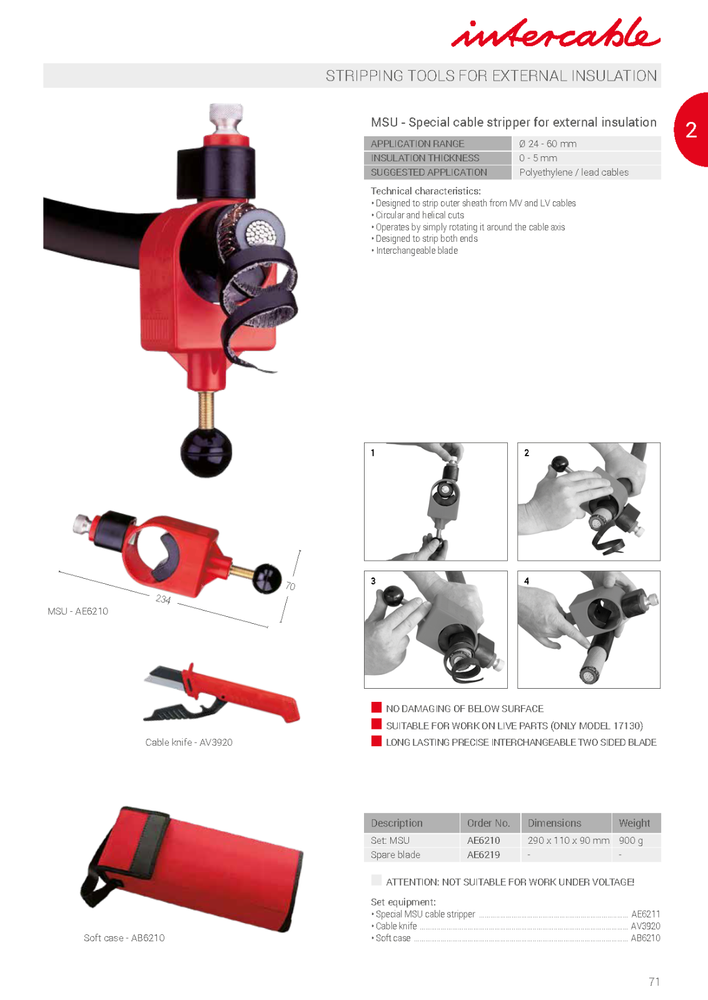 INTERCABLE AE6210 MSU - Special cable stripper for external insulation 24 -60 mm