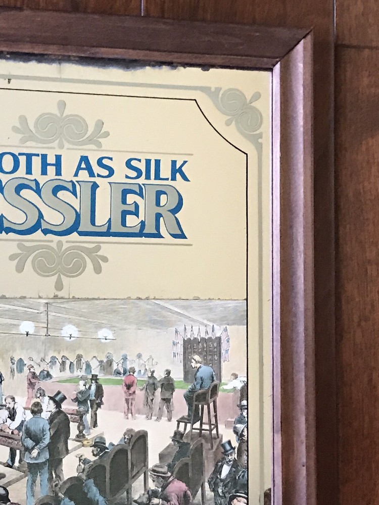 Vintage "SMOOTH AS SILK KESSLER" Bar Mirror with Bowling Scene.