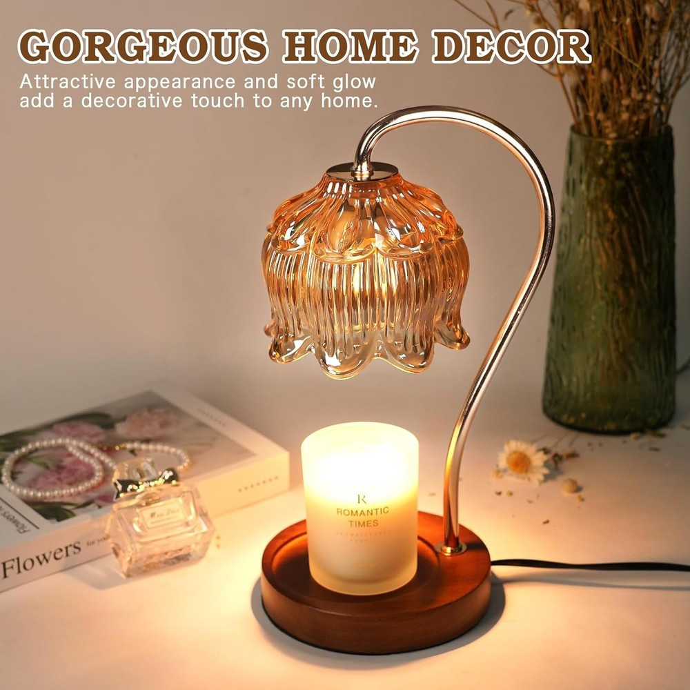 Flower Candle Warmer Lamp with Timer, Dimmable Warmer,