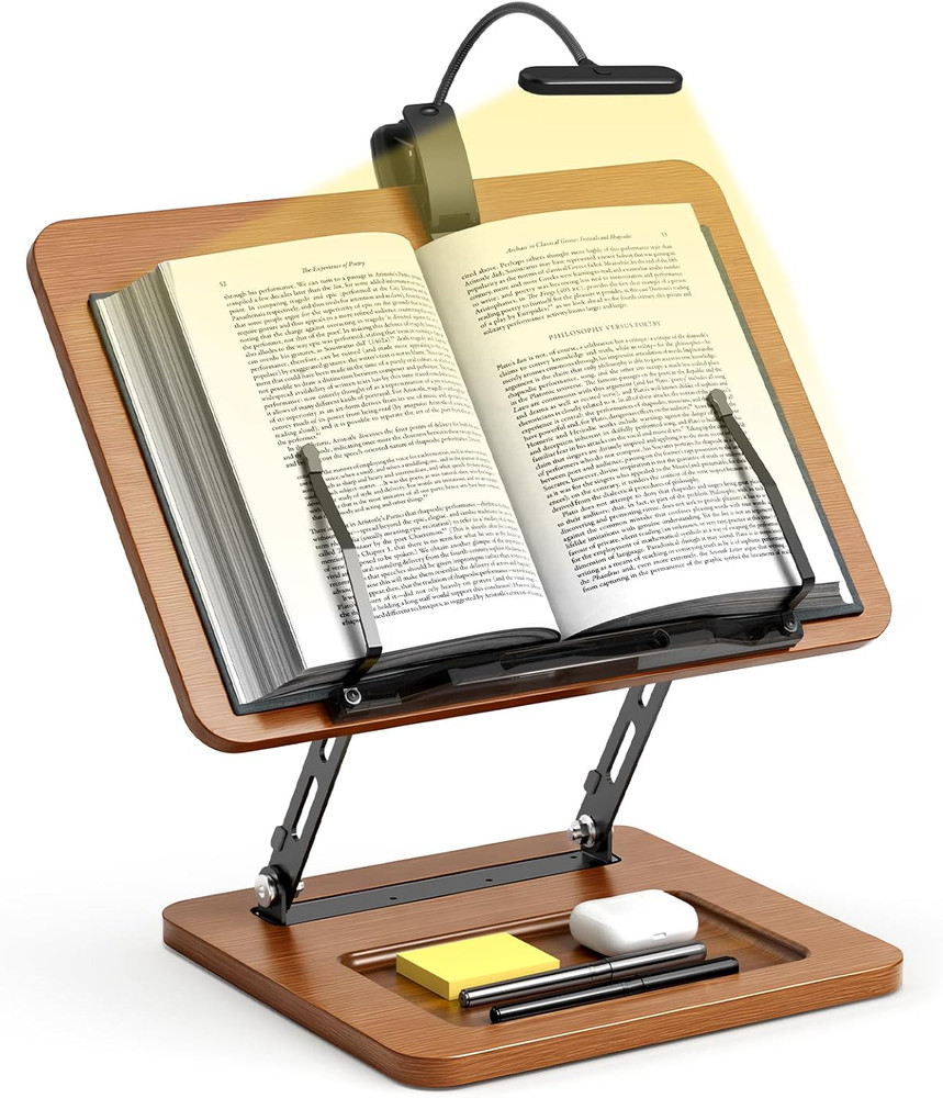 Book Stand for Reading with Light,Book Holders for Reading Hands Free,Adjustable