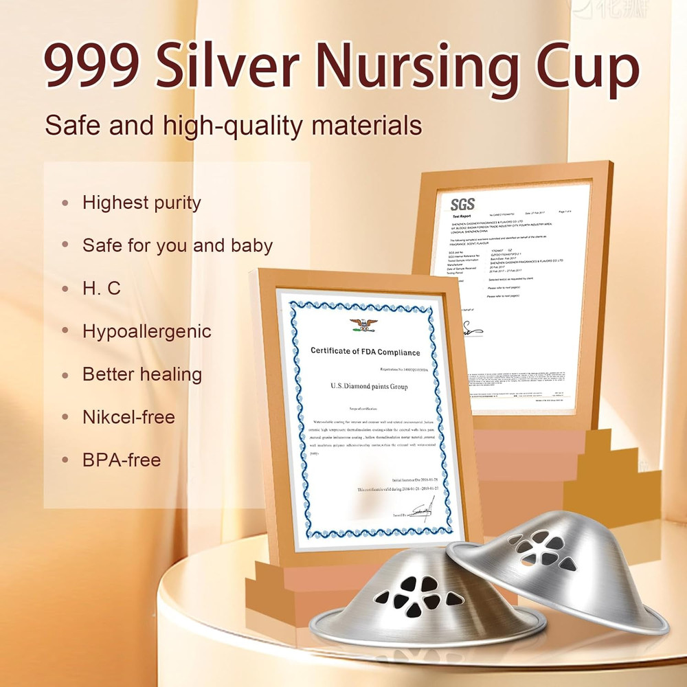 Silver Nursing Cups,Original Perforated Breathable Design,Silver Nursing Cups,Si