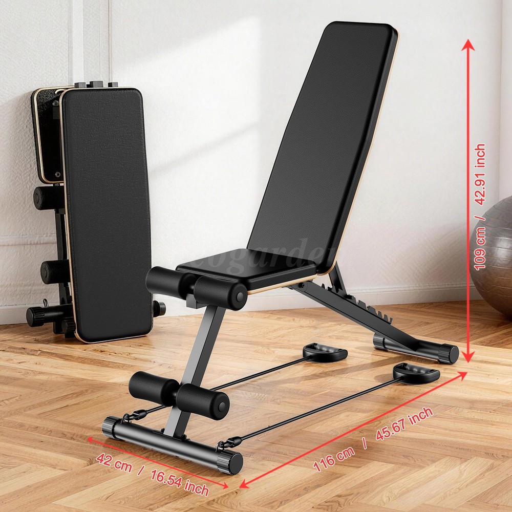 Adjustable Foldable Exercise Weight Bench Workout Bench Gym With Resistance Band