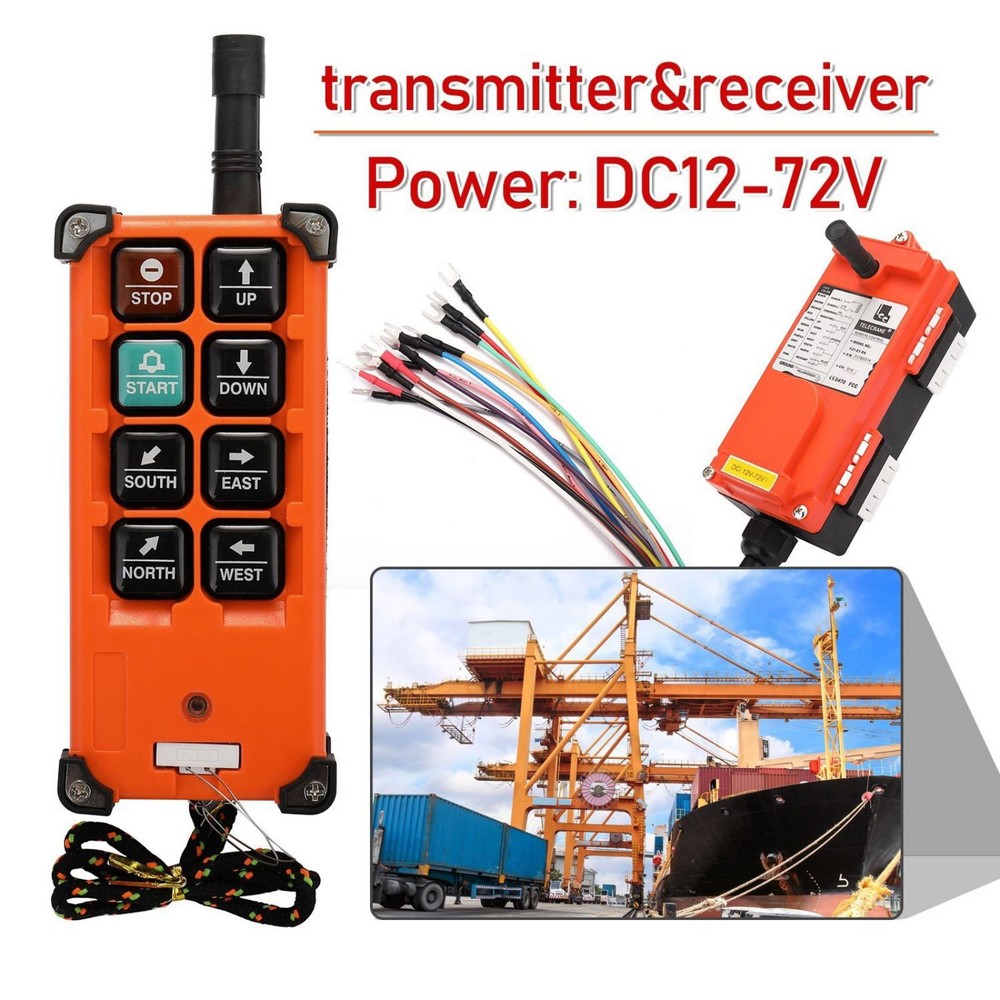 100M Transmitter+Receiver 12-72V Wireless Remote Control For Hoist Crane