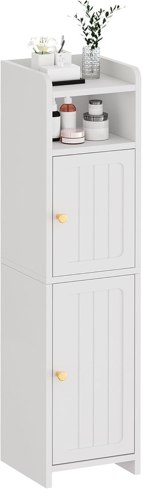 Small Bathroom Cabinet, Bathroom Storage Cabinet with Adjustable Shelves & 2 Doo