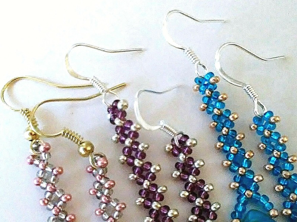 Handmade Long Pear Shaped Drop Earrings (3 Pairs)