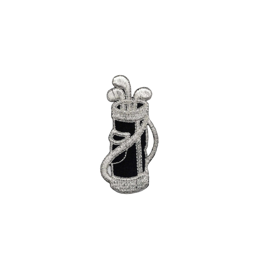 Metallic Golf Bag and Clubs (3-Pack) Iron On Patch: Black