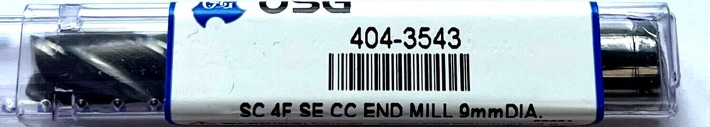 9mm 4 FLUTE SINGLE END CARBIDE END MILL - OSG 404-3543 - NEW!