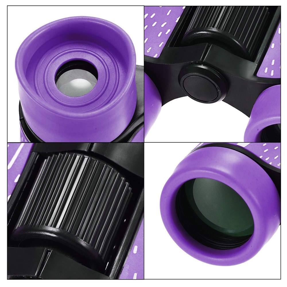 Toy Binoculars 4X30 Compact Folding Binoculars Shockproof Purple with Neck Strap