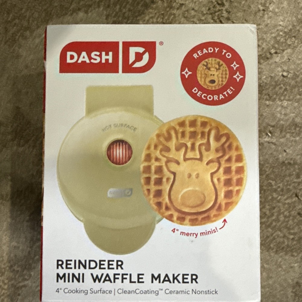 DASH Reindeer Mini Waffle Maker 4 Inch Nonstick