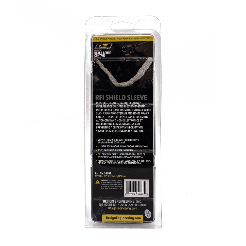 Design Engineering 10681 RFI Shield Split Sleeve 1/2" x 36"