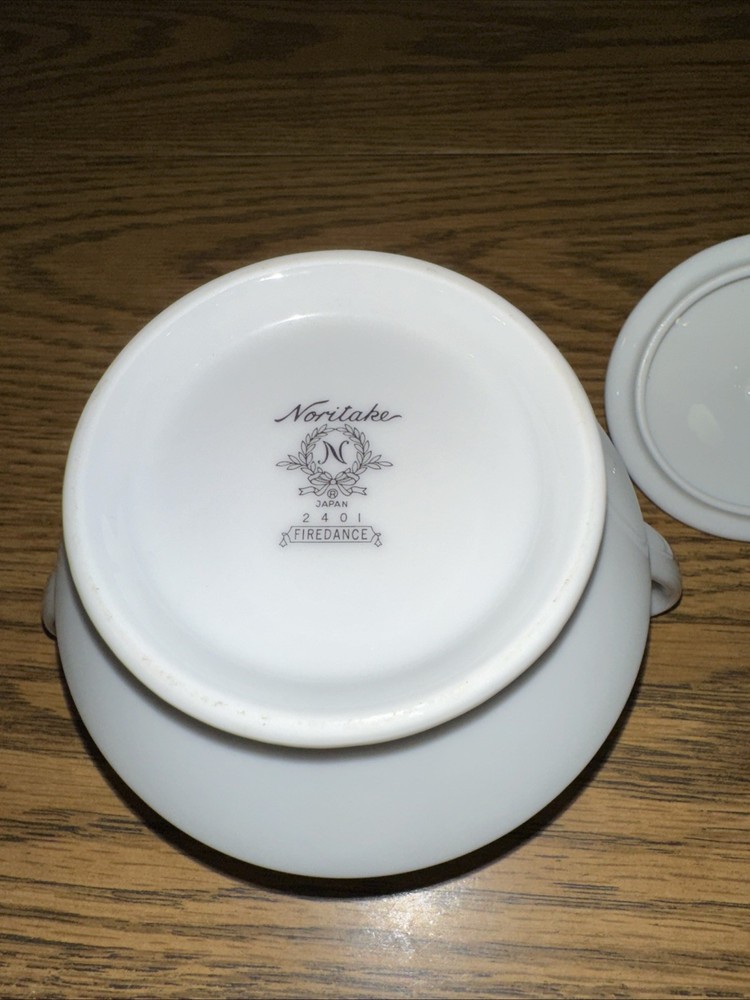 Vintage Noritake Firedance Sugar Bowl & Lid
