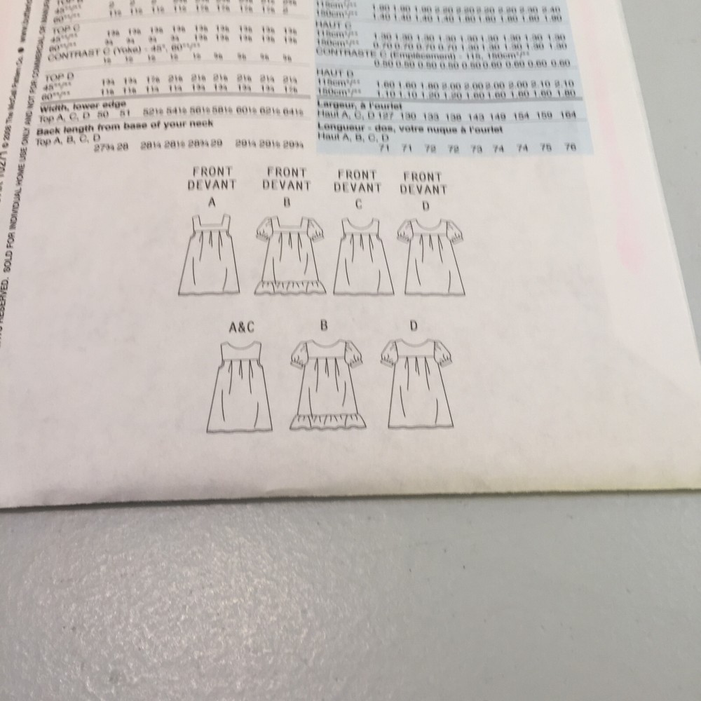 Butterick 5217 Size 8-14 Misses' Top Pullover Yoke Front