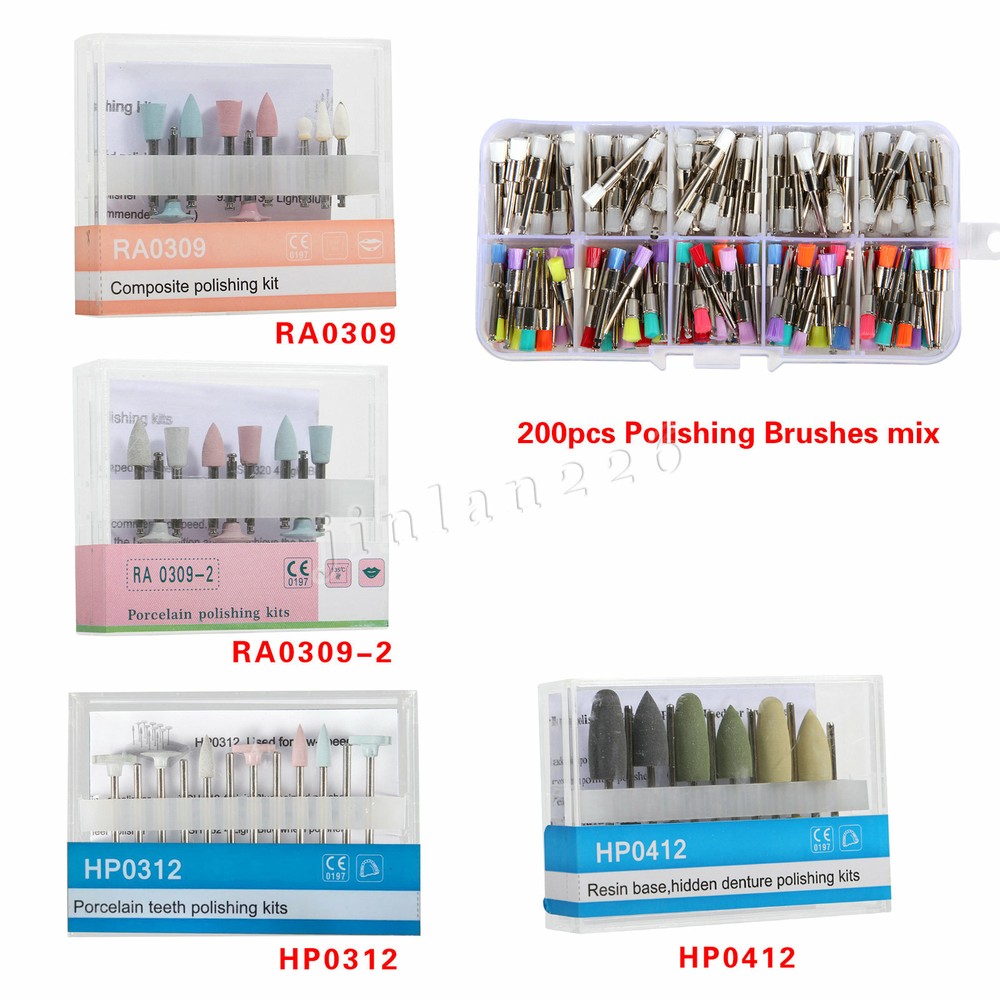 Low Speed Handpiece Diamond Burs Cups Composite Polishing Kit Brushes