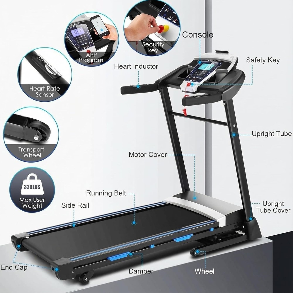 ✅4.5HP Electric Treadmill w/Bluetooth Speaker,LCD Display,Max 9MPH Treadmill✅