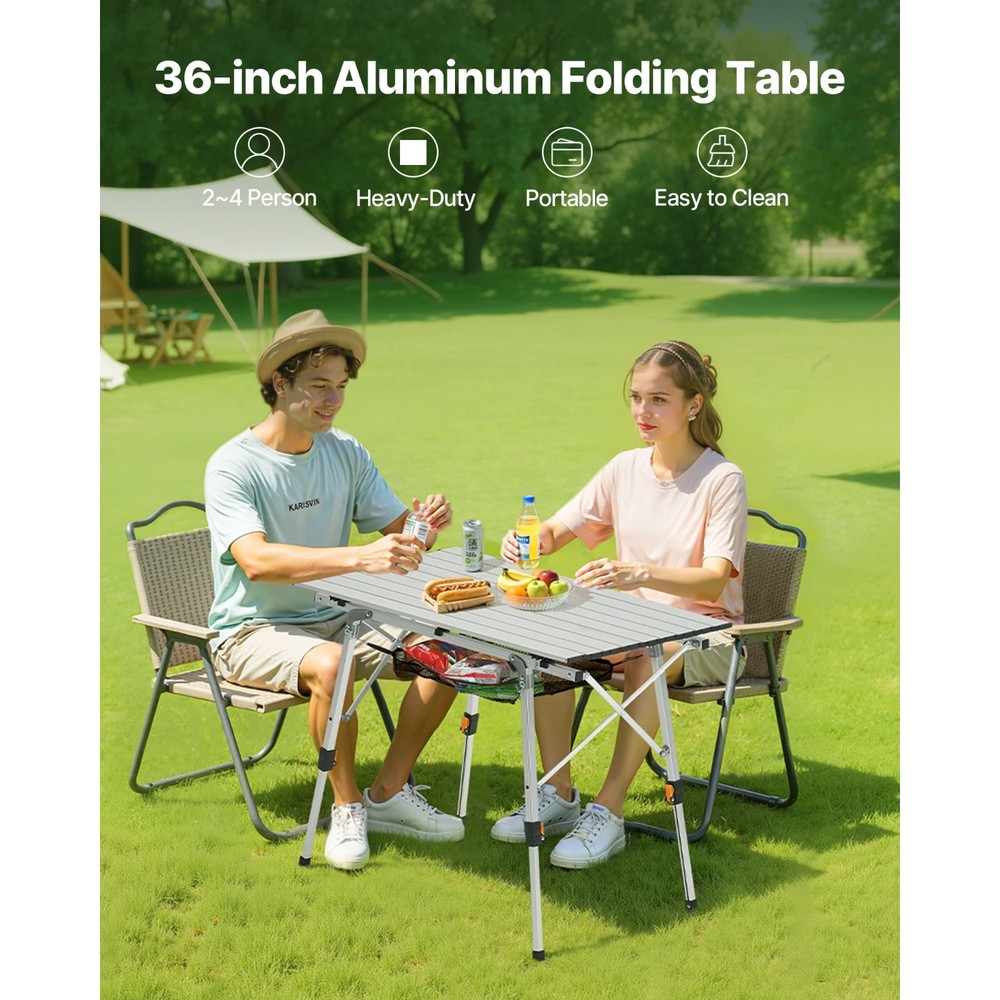 Ultralight Folding Camping Table Aluminum Roll Up with Mesh Layer