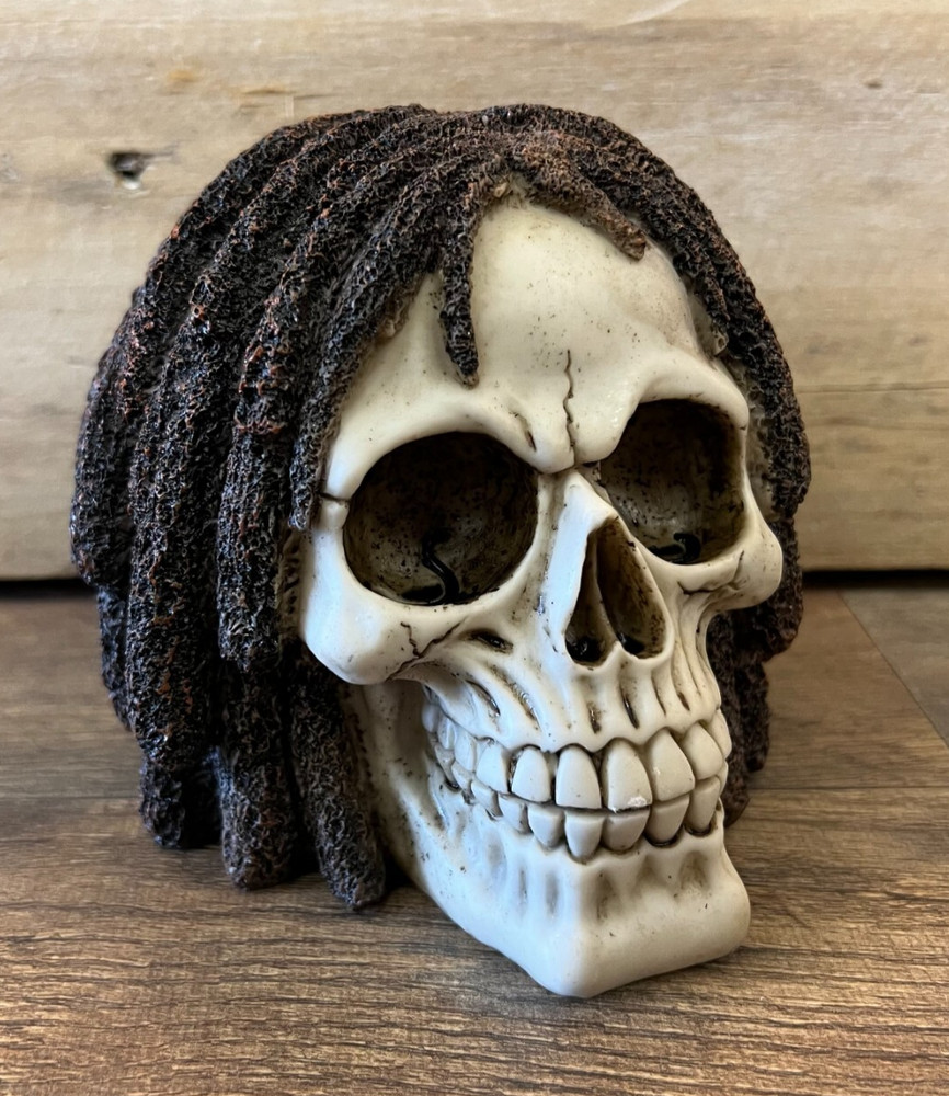 Skull With Dreadlocks Statue 5" x 5.5"