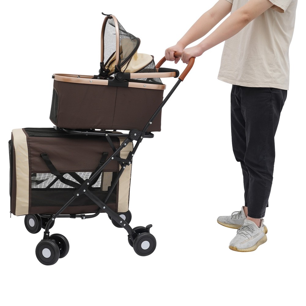Foldable Pet Stroller w/wheel Adjustable Dog & Cat Stroller For Small&medium Dog