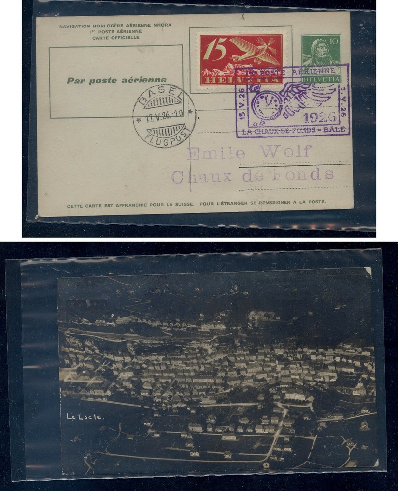 Switzerland  nice  1926  airmail  postal  card