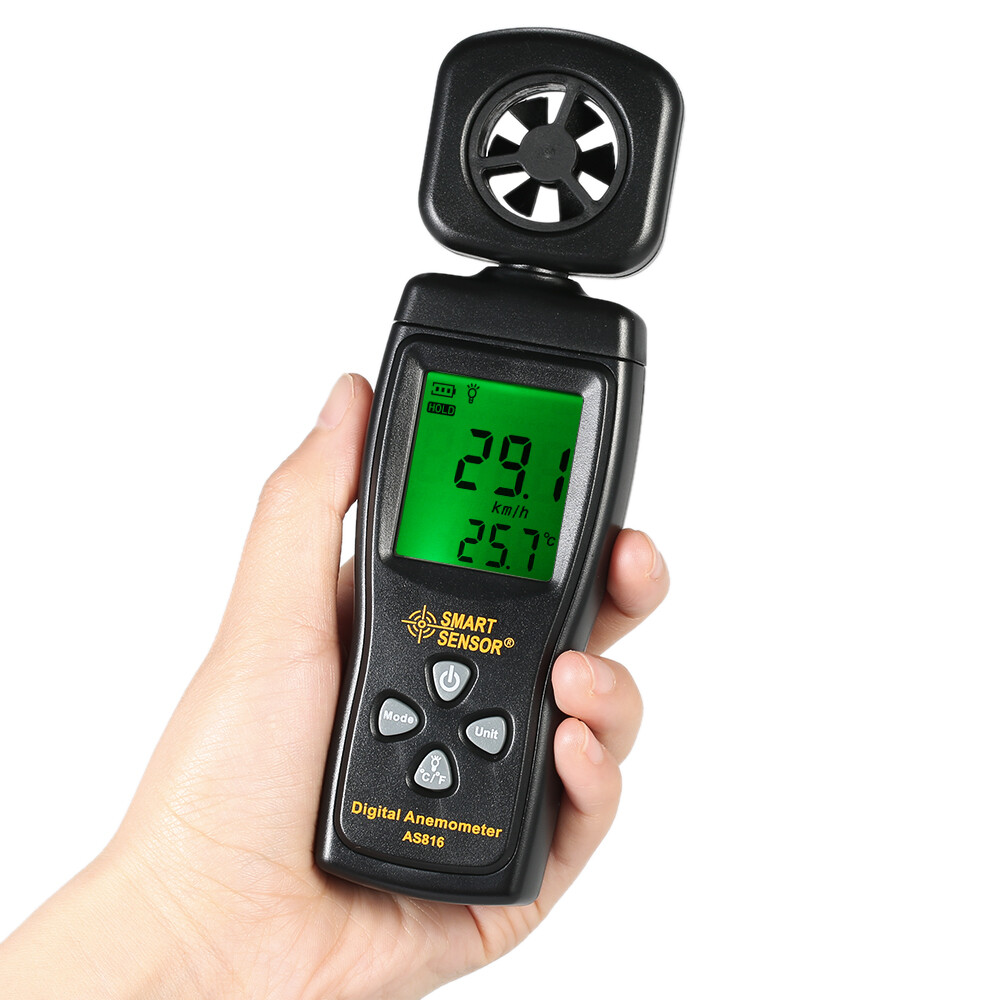 SMART SENSOR Mini Anemometer LCD Digital Wind Speed Meter Air Velocity A8M4