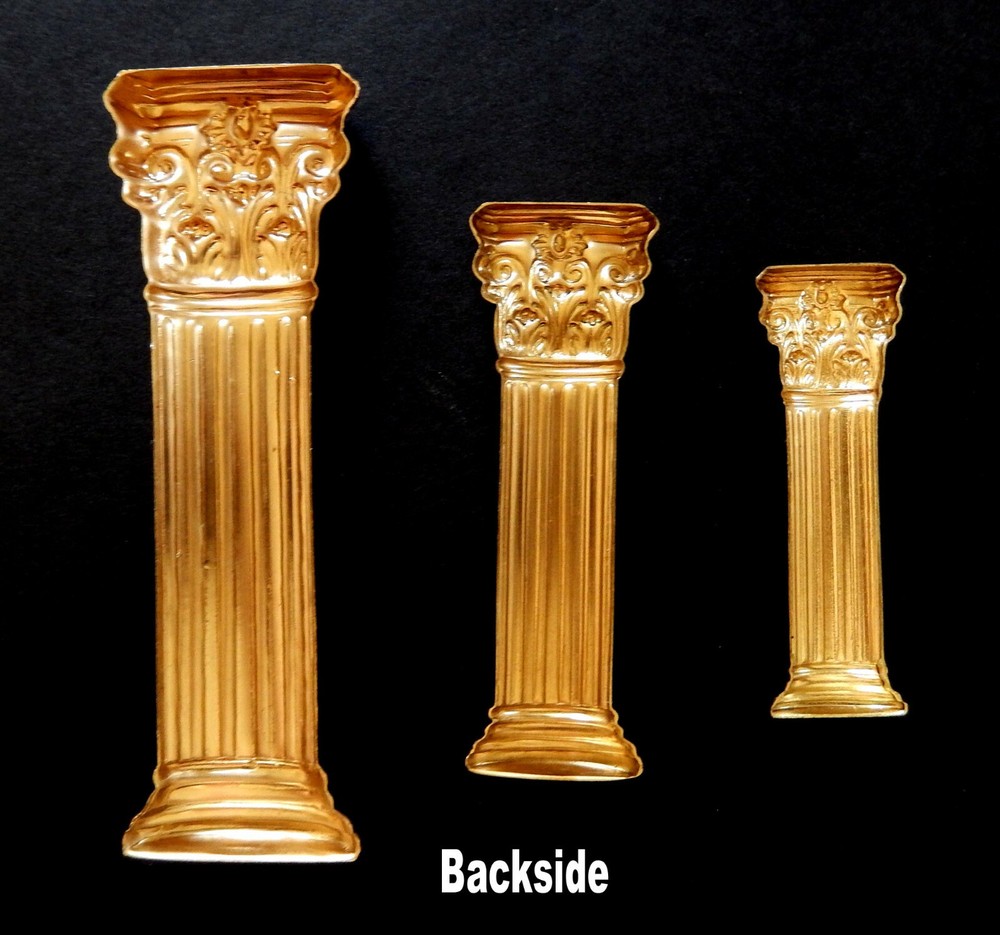 Baroque Decorative Columns / Raw Brass Stampings / 3 Sizes