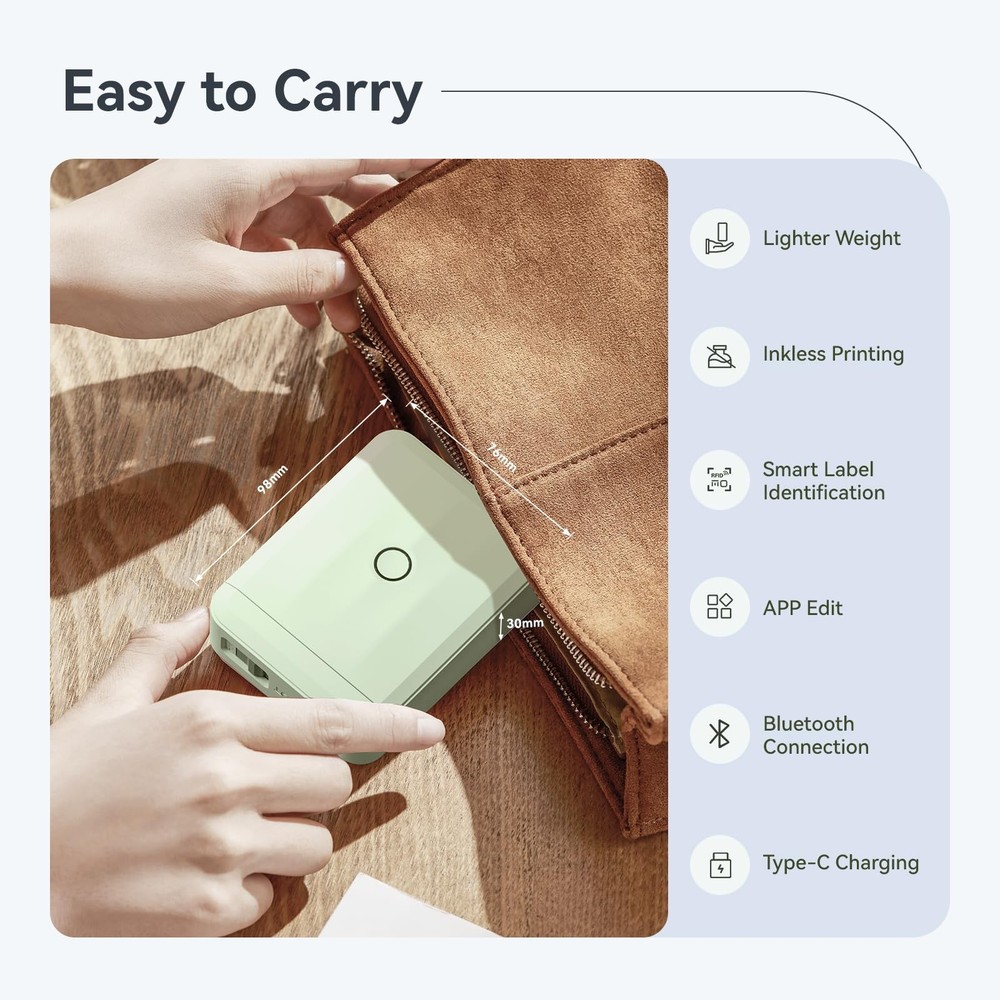 D110 Upgraded Version Mini Label Maker Machine with Tape, Portable Bluetooth ...