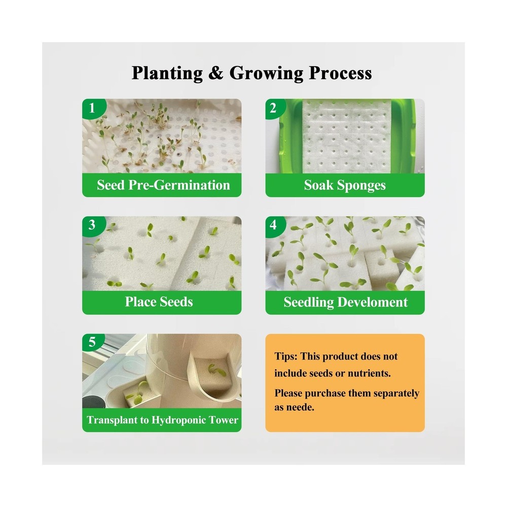 Hydroponics Growing System, 30-Plant Indoor Hydroponic Tower with Pump System...