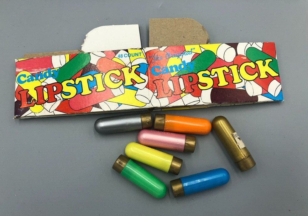 1980s CeDe LIPSTICK CANDY Containers Vintage 5 FULL 2 Empty with BOX