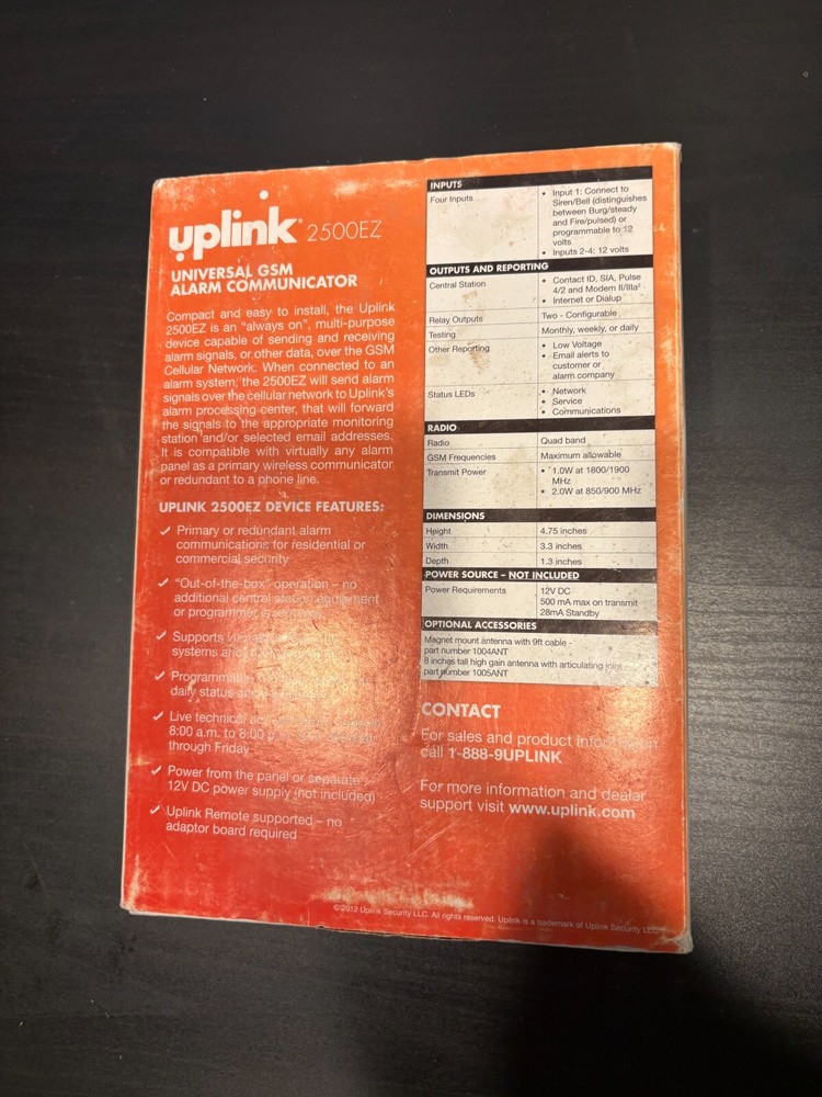 UPLINK 2500EZ UNIVERSAL GSM ALARM COMMUNICATOR