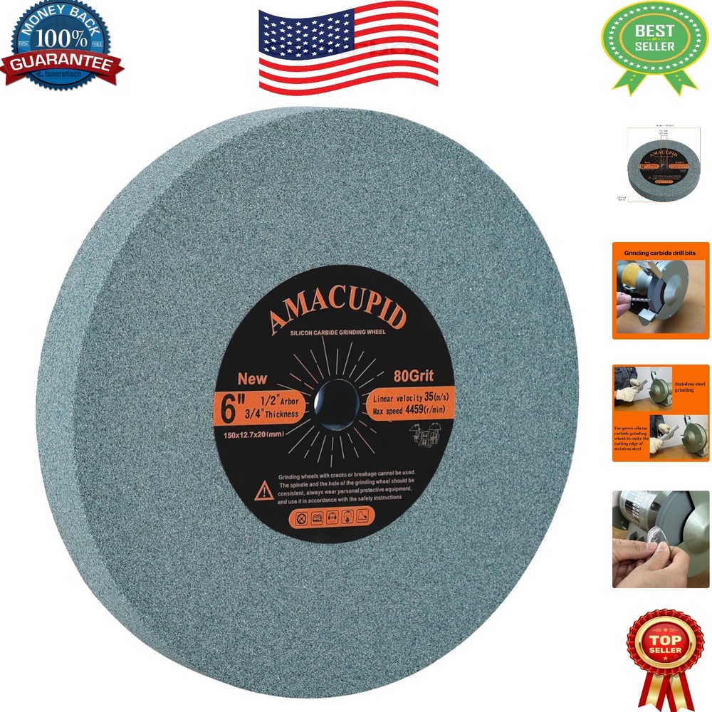 80 Grit Silicon Carbide Bench Grinding Wheel - Durable & Medium Grit Performance