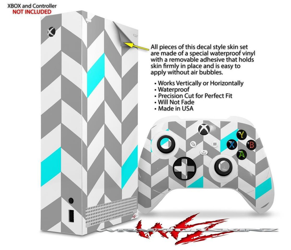 Skins XBOX Series S Console Controller Chevrons Gray And Aqua
