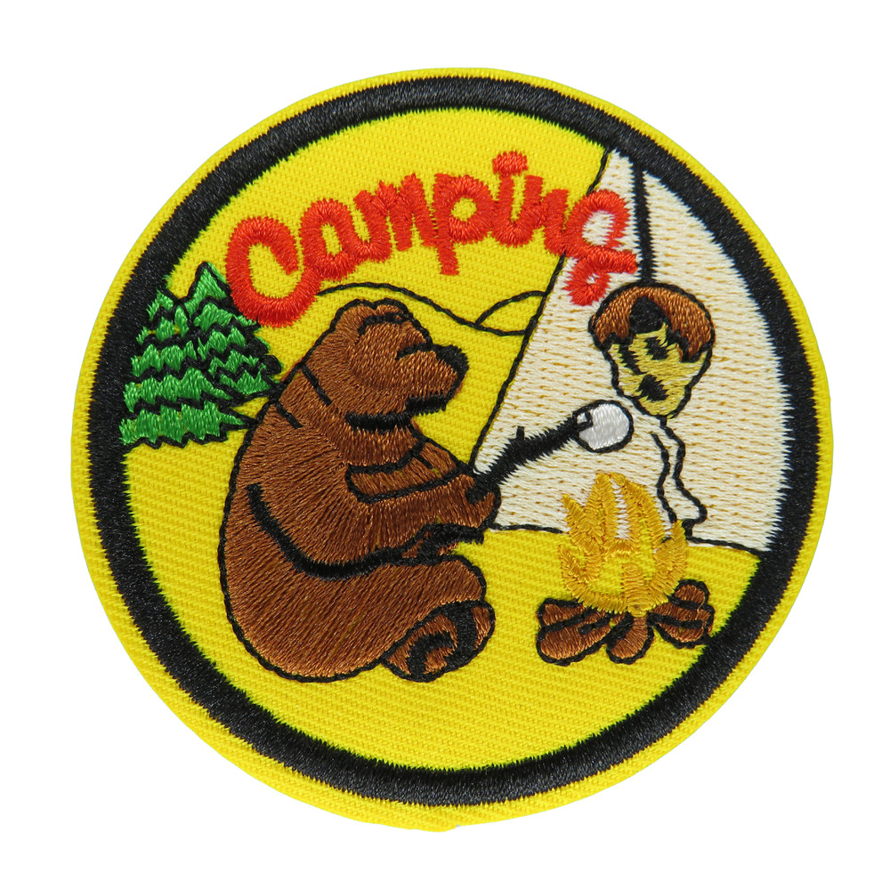 Camping patch bear humor patch iron on patch biker punk patch iron on