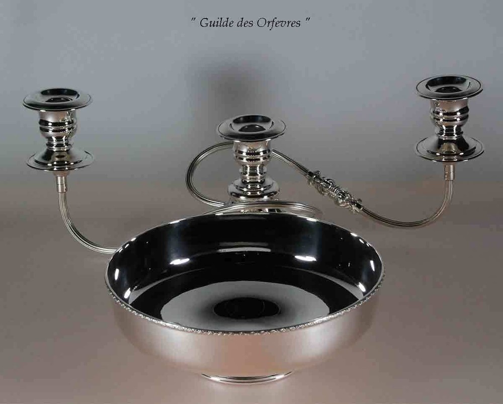 Silver Epergne/Candelabra, Plain 3 Light 8 in.