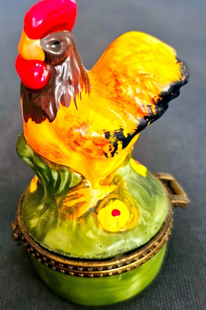 Nice 3" Ceramic Rooster Mini Trinket Box