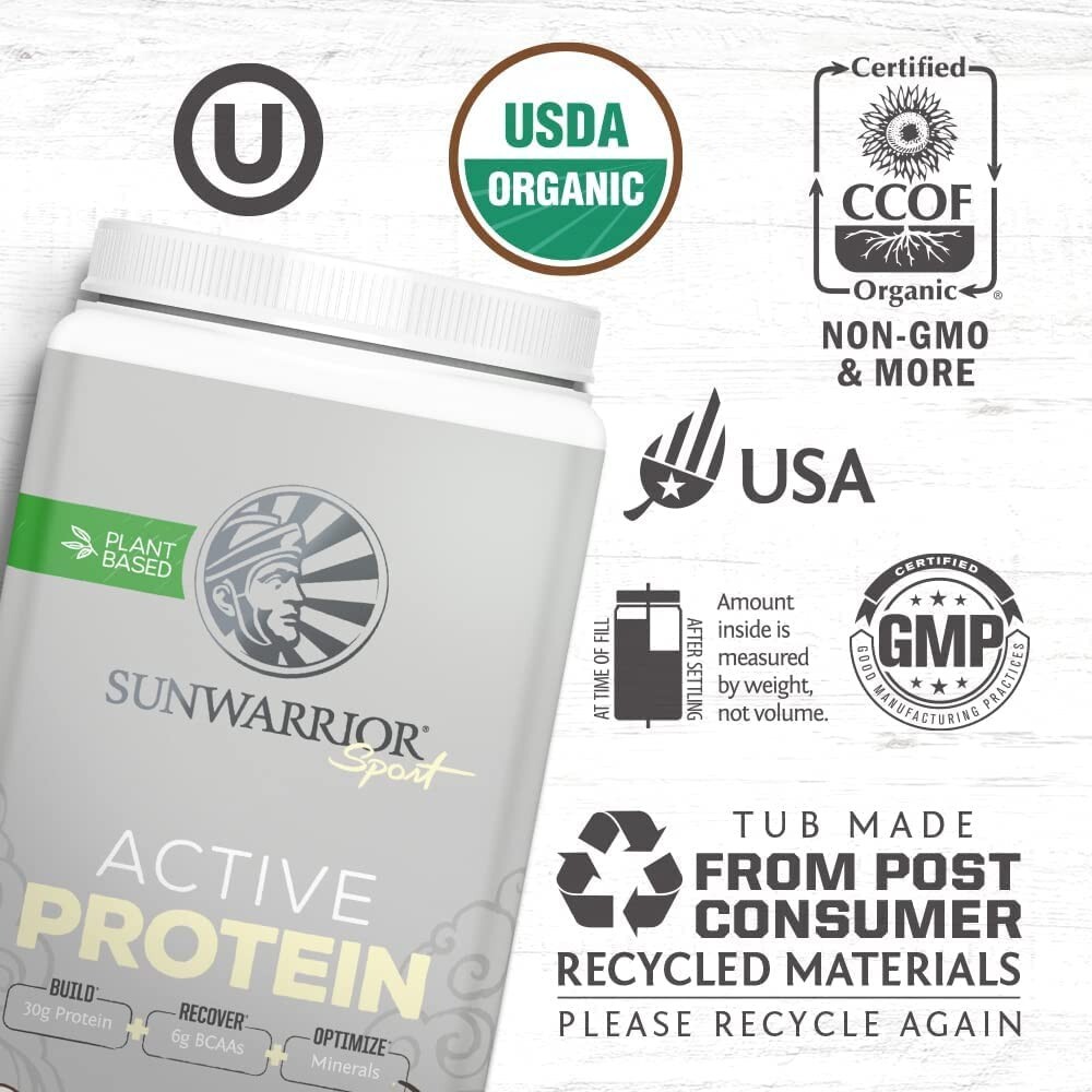 Sunwarrior Pre & Post Workout Active Protein Vegan - Vanilla Protein, 2.2 lbs