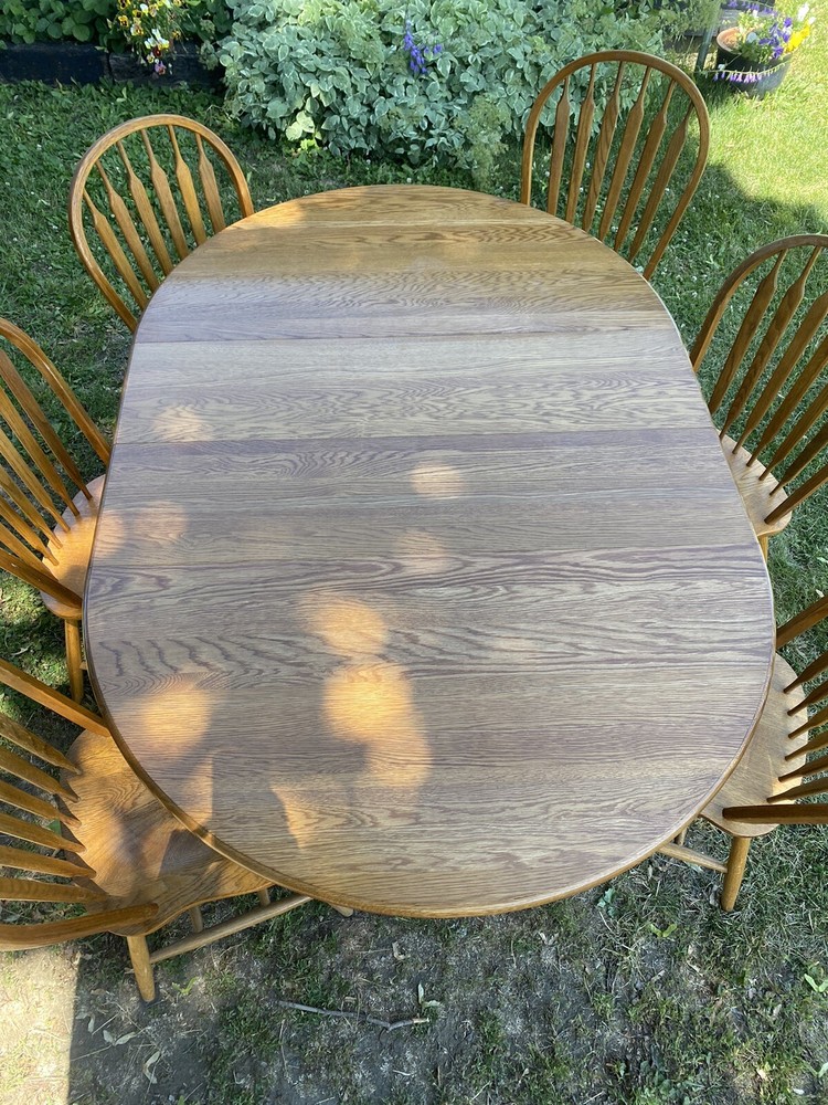 Dining Room Table Set 6 Chairs 2 Leafs