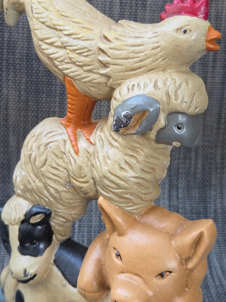  VINTAGE IRON FARM ANIMALS DOORS STOP