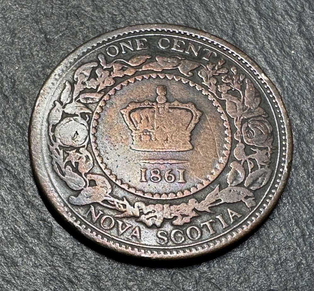 1861 NOVA SCOTIA CANADA COPPER PENNY I789
