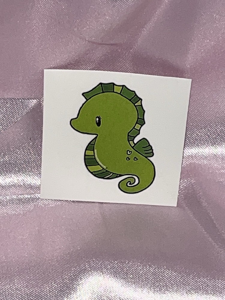 Green Seahorse - Small - Temporary Tattoo.