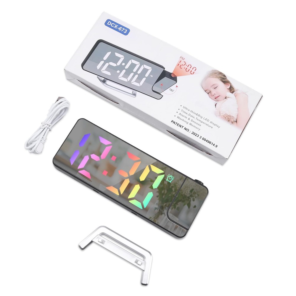 LOFICOPER Projection Alarm Clock, LED Alarm Clock with Rotatable Projection, ...