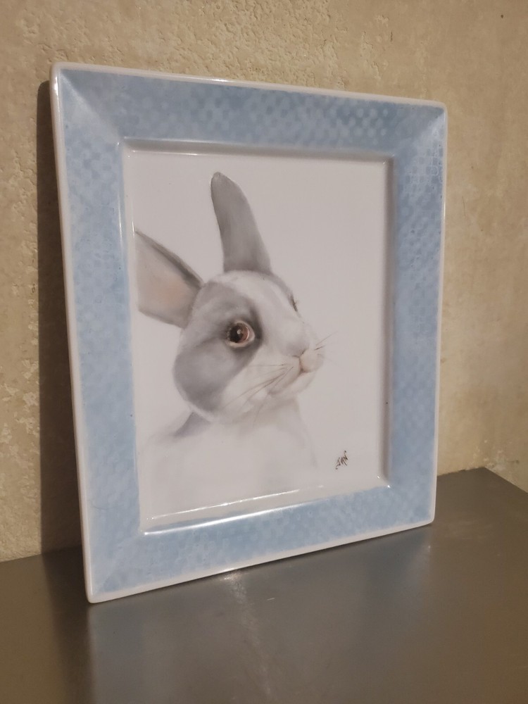 Bunny Rabbit Platter/Plate Easter Handpainted.  Signed