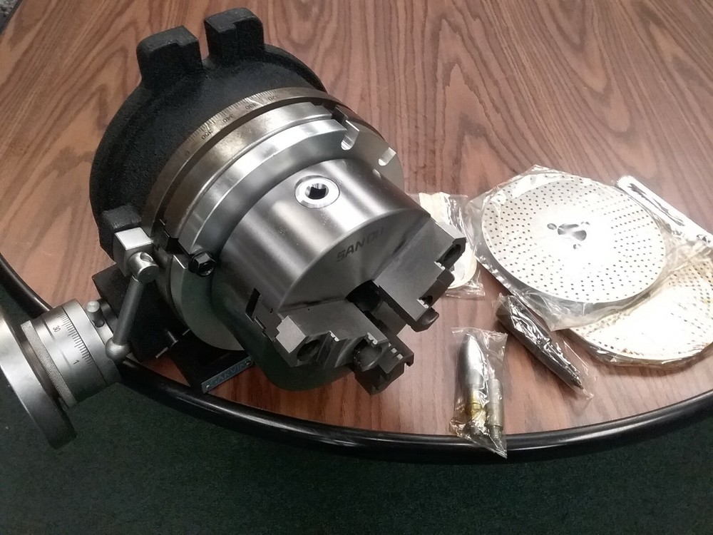 8" PRECISION HORIZONTAL & VERTICAL ROTARY TABLE w. 3jaw chuck & index plates-new