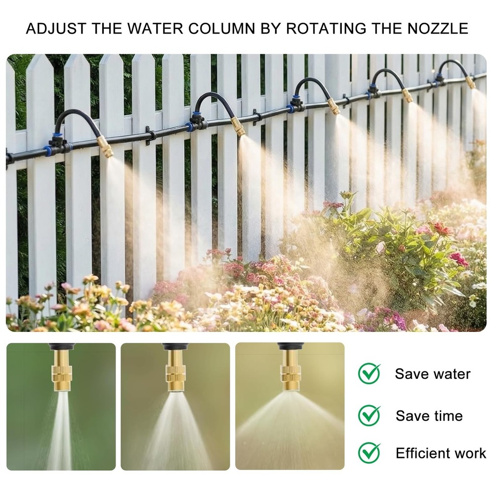 30FT 5/16” Drip Irrigation System, 360°Adjustable Watering System Kit