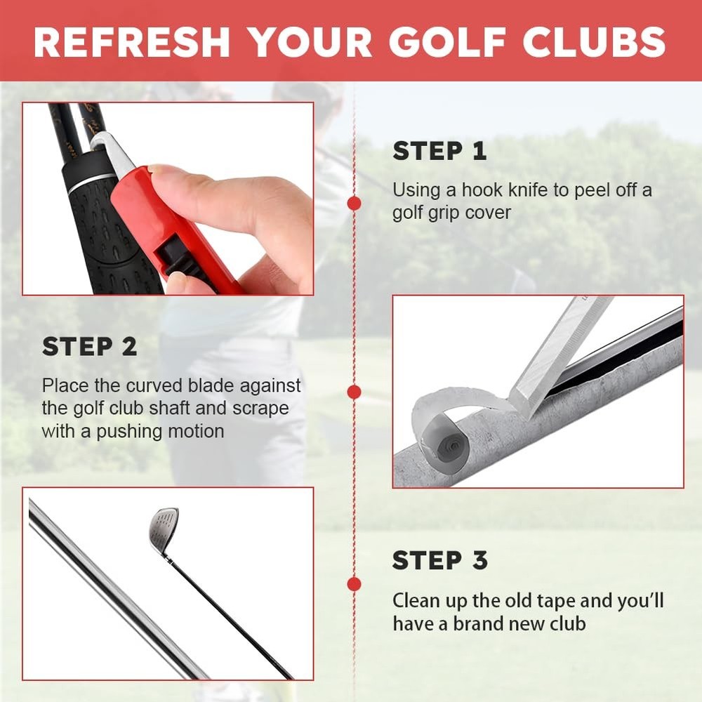 Golf Grip Tape Stripper Remover Tool with Golfs Hook Blade for Graphite and S...
