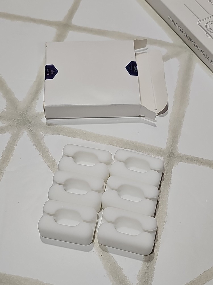 6 Pack White Cord Organizer Cable Clips, Silicone Adhesive