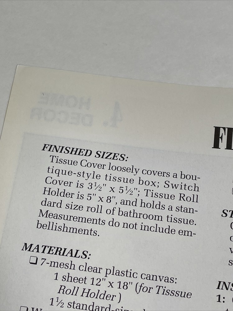 Floral Bath Set Tissue Box Switch Cover Annie's Plastic Canvas Pattern