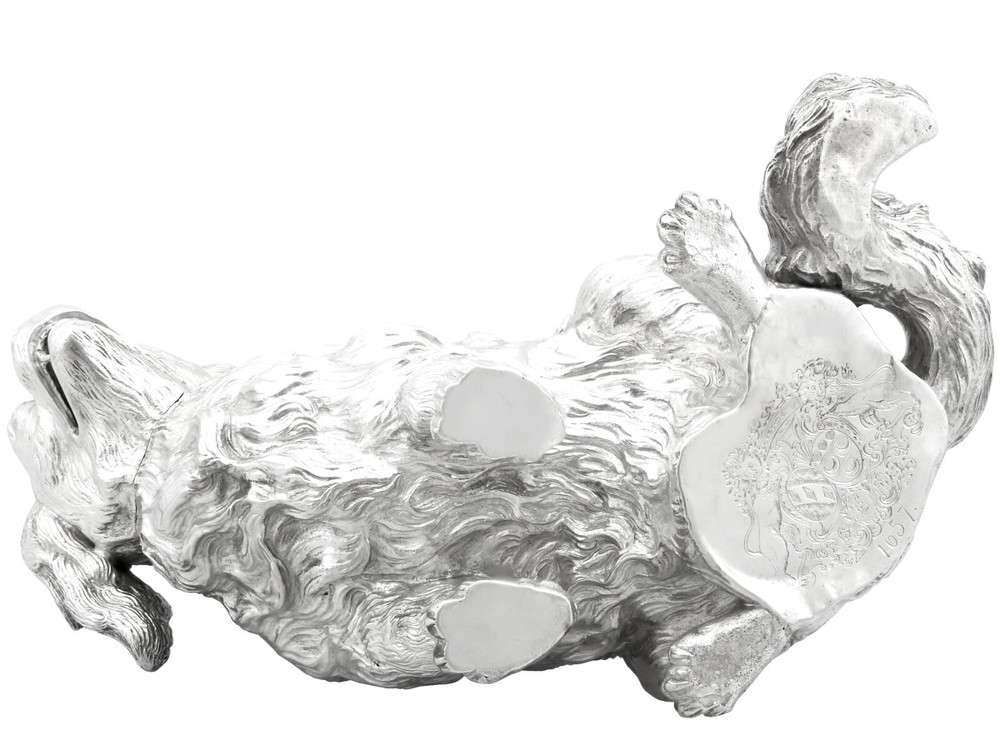 Antique German Silver Dog Sugar Box Circa 1890