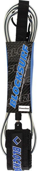 Block Powerline Surfboard Leash - 7' Clear Black